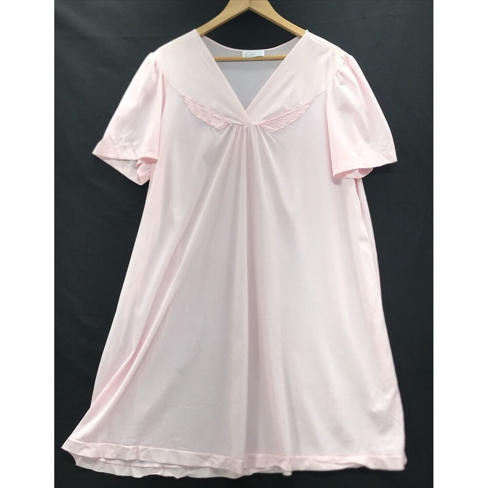 Vintage Vassarette Womens Nightgown XXL Pink Button Front Sleepwear Romantic